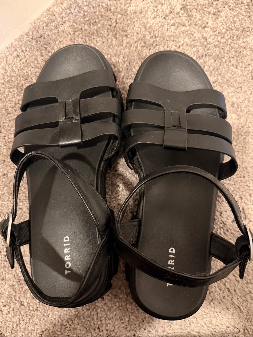 Torrid Black Chunky Lug Sole Strappy Sandals 9.5 WW
